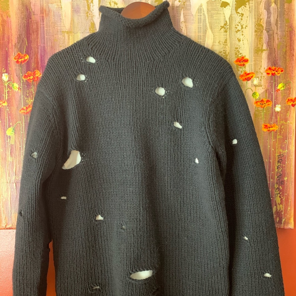 Karl Lagerfeld Destroyed Wool + Cashmere Sweater